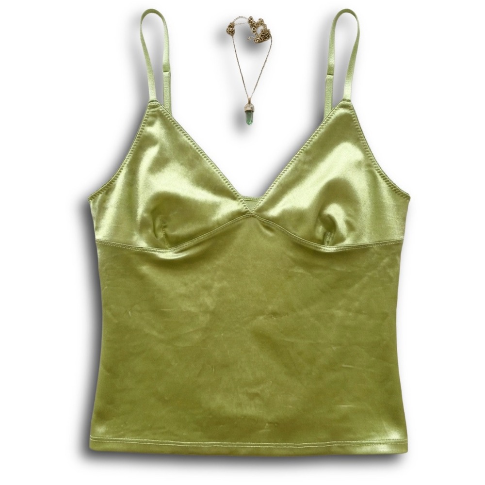Out From Under Urban Outfitters Lime Green Satin Cami Top XL